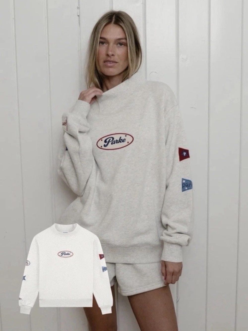 Parke Heritage Coastal Flagship Mockneck Size S/M Heather Grey